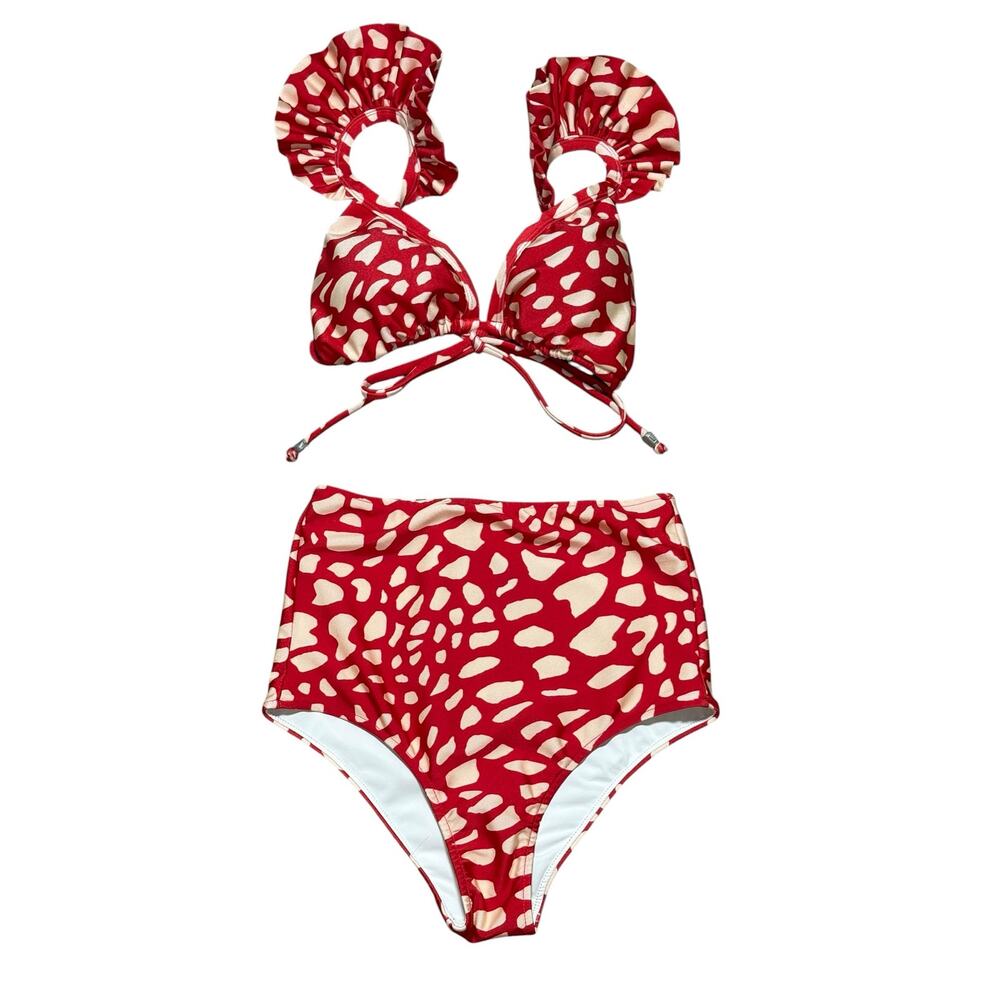 PatBo NWOT Red & White Ruffle Bikini Set XS/S - Picture 2 of 4